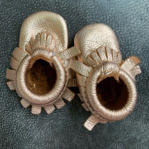Newborn Rose Gold Moccasins